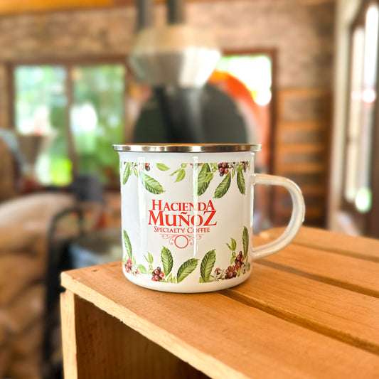 White Floral Enamel Mug